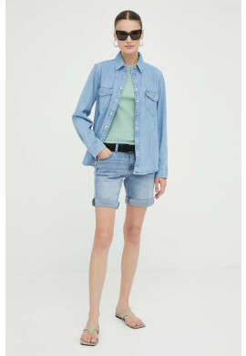 Levi's Дънкова риза дамска в синьо със стандартна кройка с класическа яка - Pepit.bg