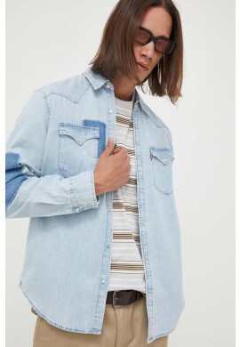 Levi's Дънкова риза мъжка в синьо със стандартна кройка с класическа яка - Pepit.bg
