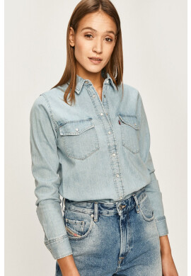 Levi's Дънкова риза Essential Western дамска в лилаво със стандартна кройка с класическа яка - Pepit.bg