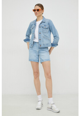 Levi's Дънкови къси панталони в синьо с изчистен дизайн с висока талия - Pepit.bg