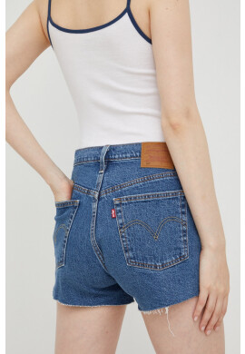 Levi's Дънкови къси панталони 501 Original с изчистен дизайн с висока талия - Pepit.bg