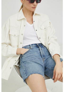 Levi's Дънкови къси панталони в синьо с изчистен дизайн с висока талия - Pepit.bg