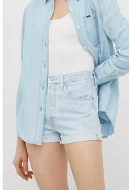 Levi's Дънкови къси панталони в синьо с изчистен дизайн с висока талия - Pepit.bg