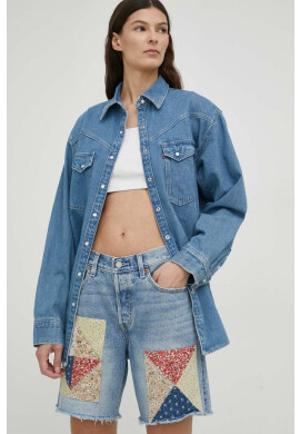 Levi's Дънкови къси панталони с десен с висока талия - Pepit.bg