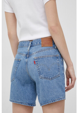 Levi's Дънкови къси панталони от памук дамски с изчистен дизайн с висока талия - Pepit.bg