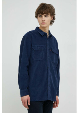 Levi's Джинсова риза мъжка в тъмносиньо със свободна кройка с класическа яка - Pepit.bg