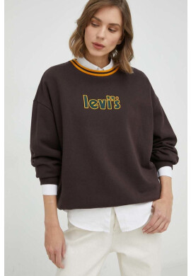 Levi's Памучен суичър в кафяво с апликация - Pepit.bg
