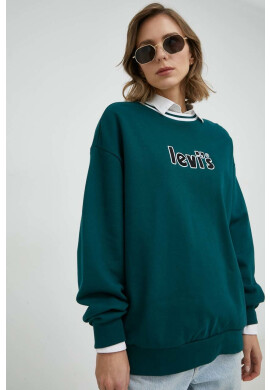 Levi's Памучен суичър в зелено с апликация - Pepit.bg