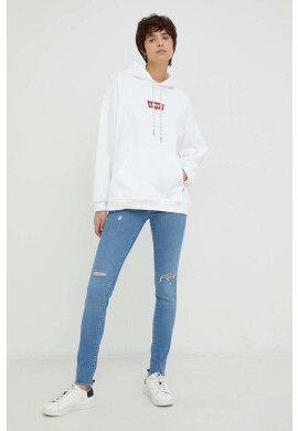 Levi's Памучен суичър в бяло с качулка с принт - Pepit.bg