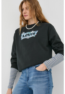 Levi's Памучен суичър в черно с принт - Pepit.bg