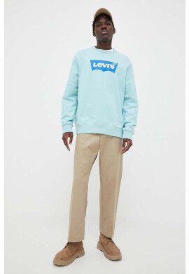 Levi's Памучен суичър в тюркоазено с принт - Pepit.bg