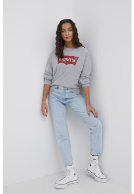 Levi's Памучен суичър дамски в сиво с принт - Pepit.bg