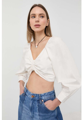 Levi's Памучна блуза дамска в бяло с изчистен дизайн - Pepit.bg