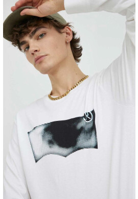Levi's Памучна блуза с дълги ръкави в бяло с принт - Pepit.bg