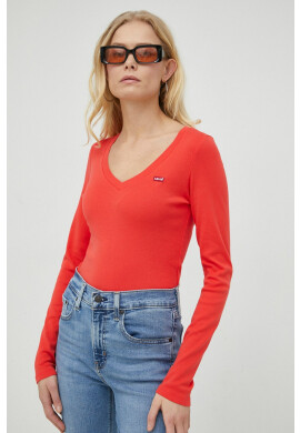 Levi's Памучна блуза с дълги ръкави в червено - Pepit.bg