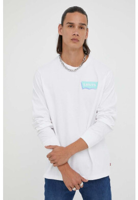 Levi's Памучна блуза с дълги ръкави в бяло с принт - Pepit.bg