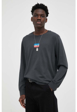 Levi's Памучна блуза с дълги ръкави в сиво с принт - Pepit.bg