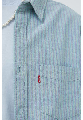 Levi's Памучна риза мъжка в тюркоазено със стандартна кройка с италианска яка - Pepit.bg