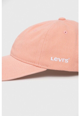 Levi's Памучна шапка с козирка в розово с изчистен дизайн - Pepit.bg