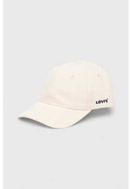 Levi's Памучна шапка с козирка в бежово с изчистен дизайн - Pepit.bg