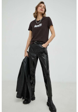 Levi's Памучна тениска в кафяво - Pepit.bg