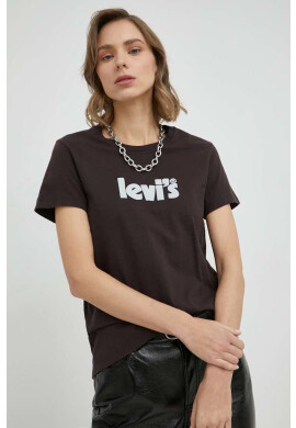 Levi's Памучна тениска в кафяво - Pepit.bg