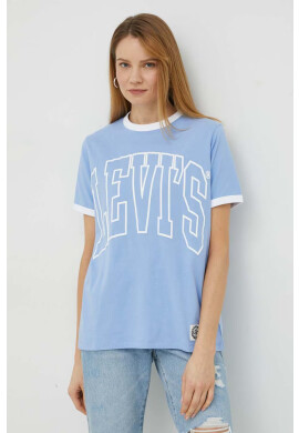 Levi's Памучна тениска в синьо с изчистен дизайн - Pepit.bg