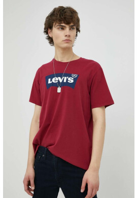 Levi's Памучна тениска в бордо с принт - Pepit.bg