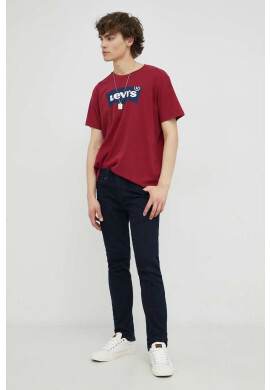 Levi's Памучна тениска в бордо с принт - Pepit.bg