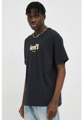 Levi's Памучна тениска В черно с апликация - Pepit.bg