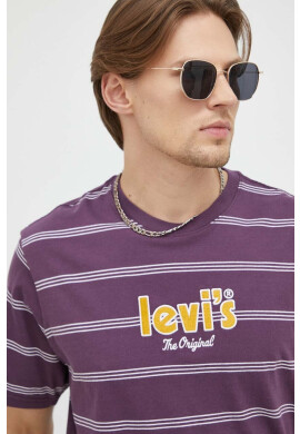 Levi's Памучна тениска в лилаво с десен - Pepit.bg