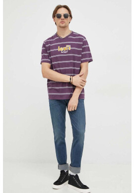 Levi's Памучна тениска в лилаво с десен - Pepit.bg