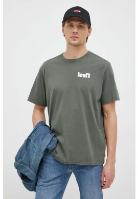Levi's Памучна тениска в зелено с принт - Pepit.bg