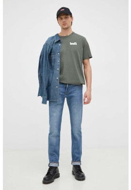 Levi's Памучна тениска в зелено с принт - Pepit.bg