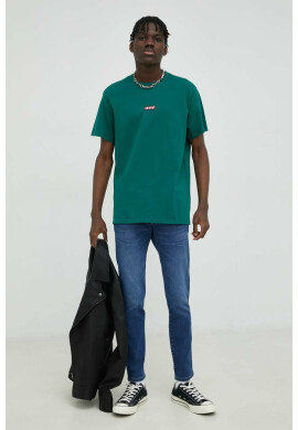Levi's Памучна тениска в зелено с апликация - Pepit.bg