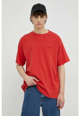 Levi's Памучна тениска в червено с изчистен дизайн - Pepit.bg