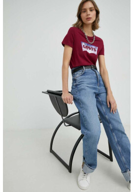 Levi's Памучна тениска в бордо - Pepit.bg