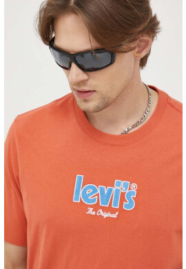 Levi's Памучна тениска в оранжево с апликация - Pepit.bg