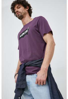 Levi's Памучна тениска в лилаво с принт - Pepit.bg