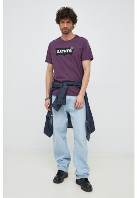 Levi's Памучна тениска в лилаво с принт - Pepit.bg