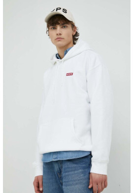 Levi's Суичър в бяло с качулка с изчистен дизайн - Pepit.bg