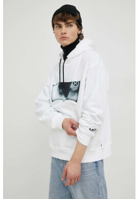Levi's Суичър в бяло с качулка с принт - Pepit.bg