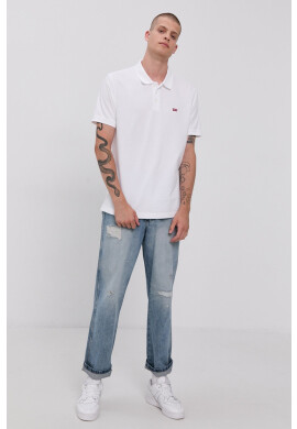 Levi's Тениска с яка мъжка в бяло с изчистен дизайн - Pepit.bg
