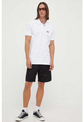 Levi's Тениска с яка в бяло с апликация - Pepit.bg