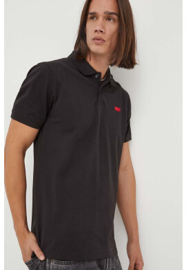 Levi's Тениска с яка в черно с изчистен дизайн - Pepit.bg