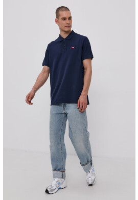 Levi's Тениска с яка мъжка в тъмносиньо с изчистен дизайн - Pepit.bg