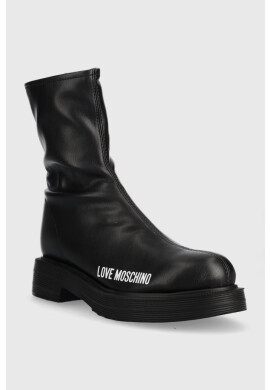 Love Moschino Боти в черно с равна подметка - Pepit.bg