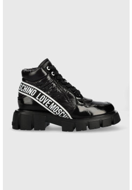 Love Moschino Боти в черно с равна подметка - Pepit.bg