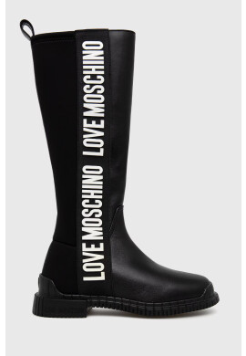 Love Moschino Ботуши дамски в черно с равна подметка - Pepit.bg