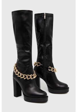 Love Moschino Ботуши в черно с висок ток - Pepit.bg